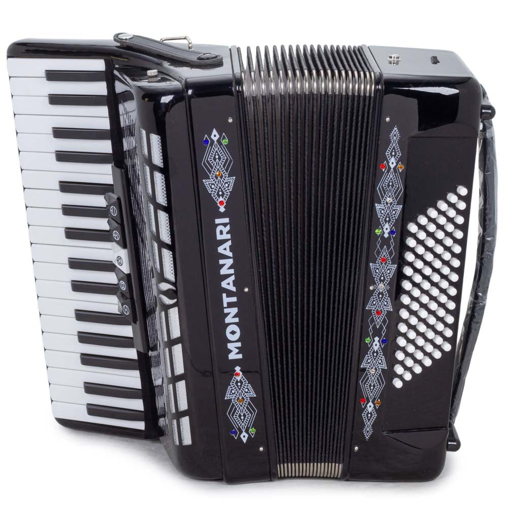 Montanari Piano Accordion 5 Switch 72 Bass 34 Keys Black-accordion-Montanari- Hermes Music
